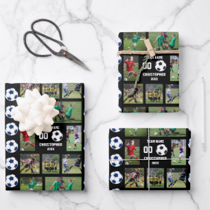 Personalized Kids Soccer Photo Album Wrapping Paper Sheet