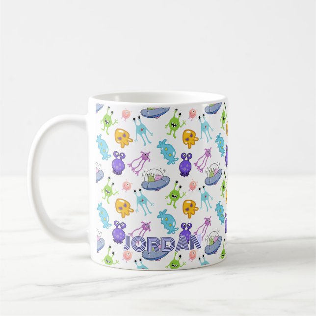 Personalized Kids Space Aliens  Coffee Mug (Left)