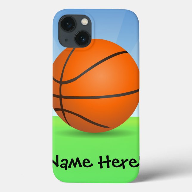 Personalized Kid's Sports Basketball Sunny Day Case-Mate iPhone Case (Back)