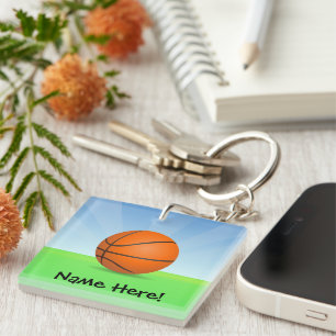 Personalized Kid's Sports Basketball Sunny Day Keychain