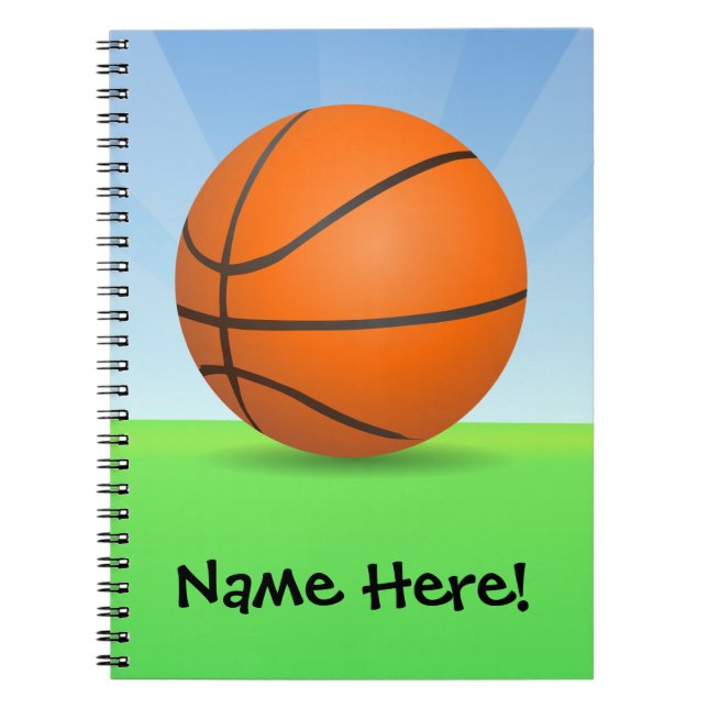 Personalized Kid's Sports Basketball Sunny Day Notebook (Front)