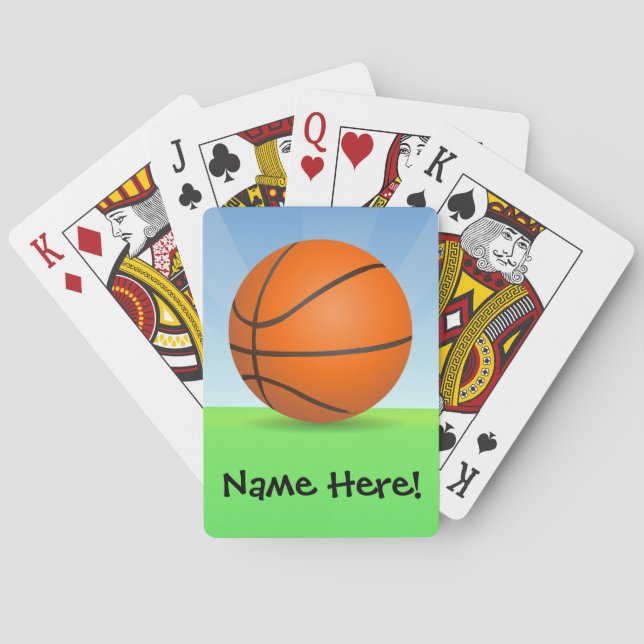 Personalized Kid's Sports Basketball Sunny Day Playing Cards (Back)