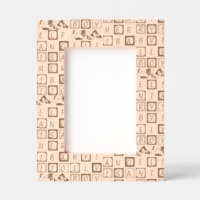 Personalized Kids Squares and 2 Photos Pattern Etched Frames (Front)