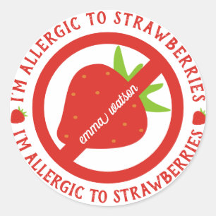 Personalized Kids Strawberry Allergy Alert Classic Round Sticker