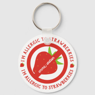 Personalized Kids Strawberry Allergy Alert  Keychain
