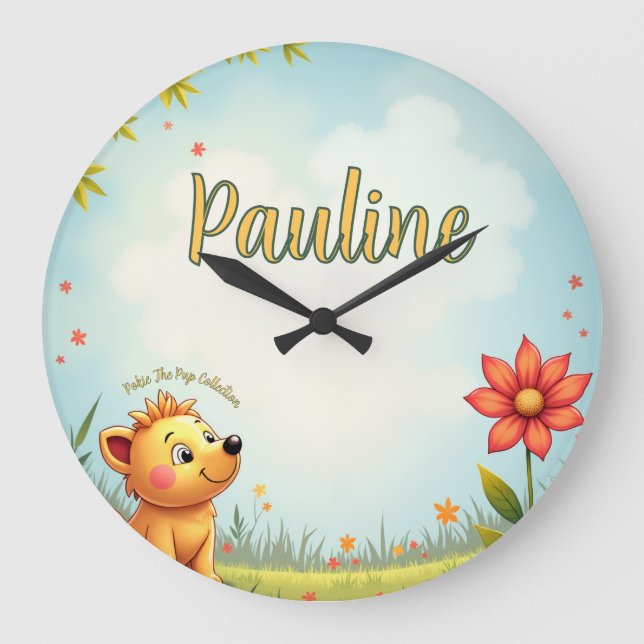 personalized kids wall clock - customized name (Front)