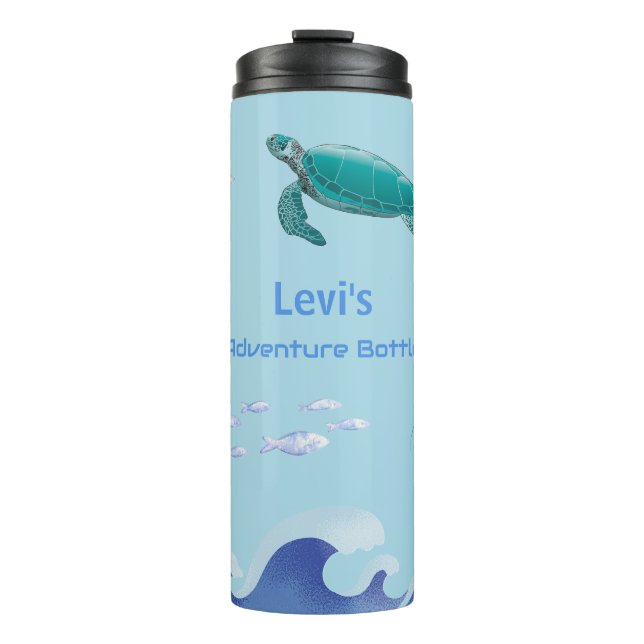 Personalized Kids Water Bottle – Ocean Theme (Front)