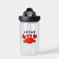 Personalized Kids Water Bottle W/Name - Cute Crab