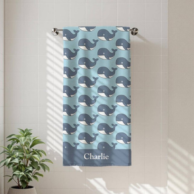 Personalized Kids Whale Bath Towel (Creator Uploaded)