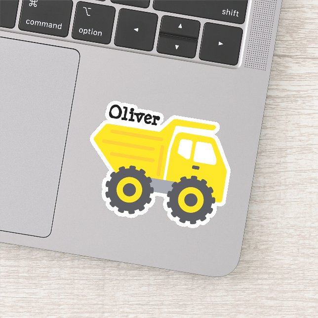 Personalized Kids Yellow Dump Truck Stickers (Detail)