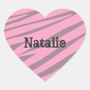 Personalized Kids Zebra Heart Stickers