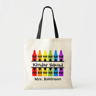 Personalized Kinder Squad Crayon Teacher Tote Bag