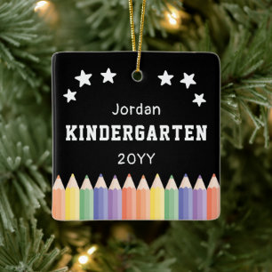 Personalized Kindergarten Colourful Photo Keepsake Ceramic Ornament