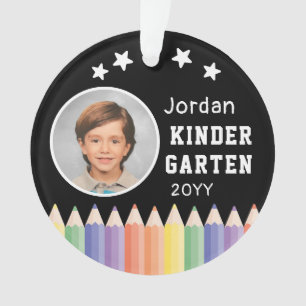 Personalized Kindergarten Colourful Photo Name Ornament