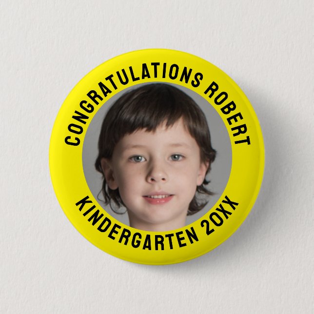 Personalized Kindergarten Graduate Photo  2 Inch Round Button (Front)