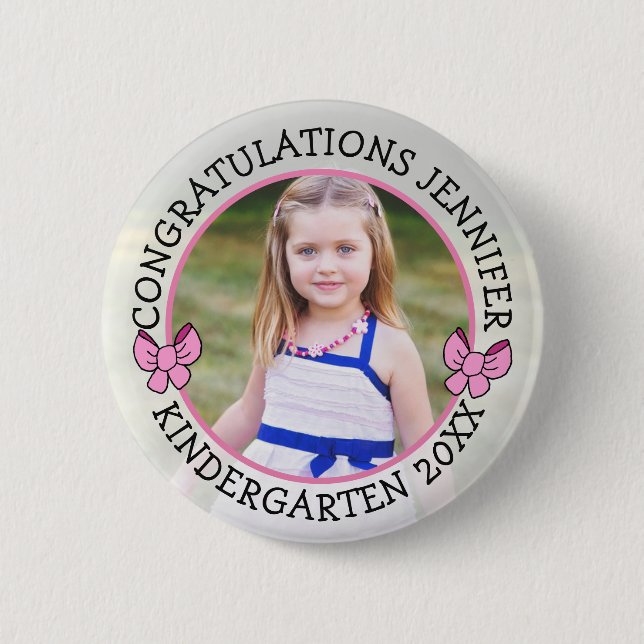 Personalized Kindergarten Graduate Photo Button (Front)