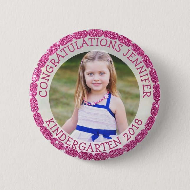Personalized Kindergarten Graduate Photo Button (Front)