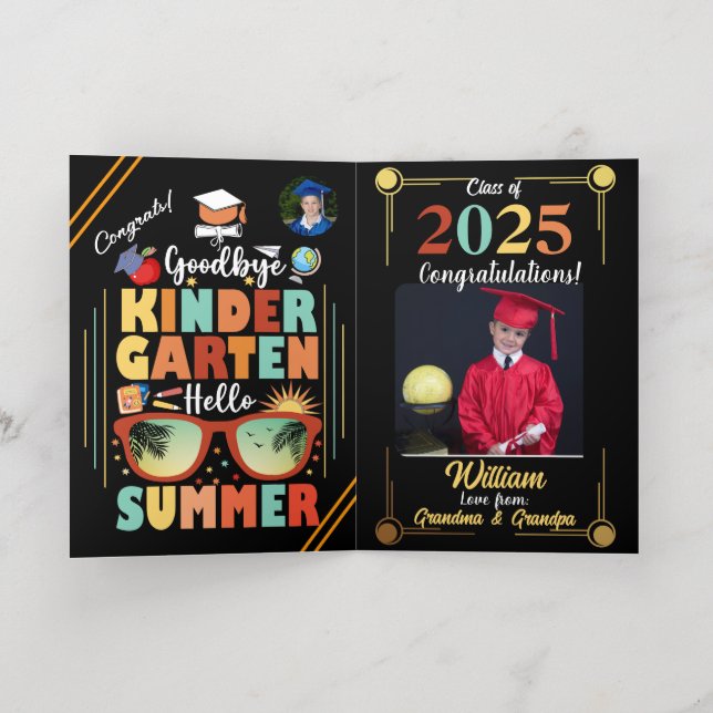 Personalized Kindergarten Graduation Hello Summer Foil Greeting Card (Inside Laydown)
