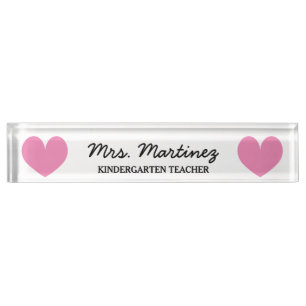 Personalized kindergarten school teacher heart nameplate