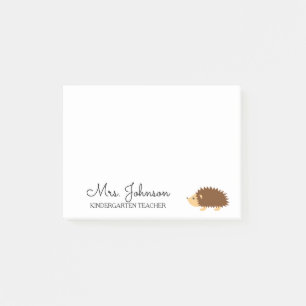 Personalized kindergarten school teacher hedgehog post-it notes