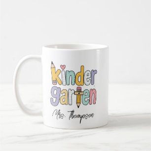 Personalized Kindergarten Teacher Name Pastel Arts Coffee Mug