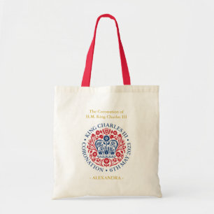 Personalized King Charles III Coronation Emblem Tote Bag