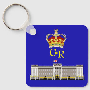 Personalized  King Charles III Monogram and Crown  Keychain