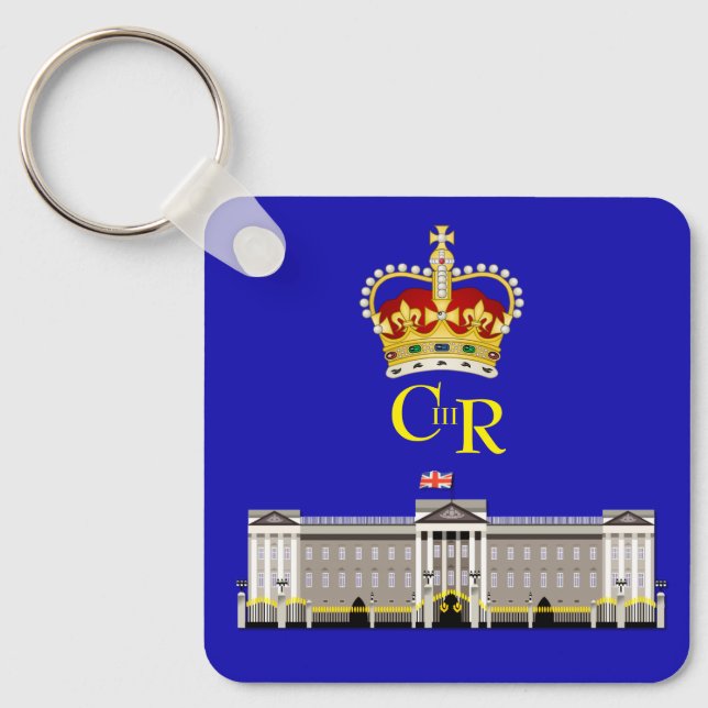Personalized  King Charles III Monogram and Crown  Keychain (Front)
