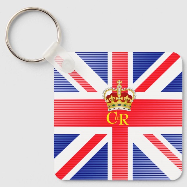 Personalized  King Charles III Monogram and Crown  Keychain (Front)