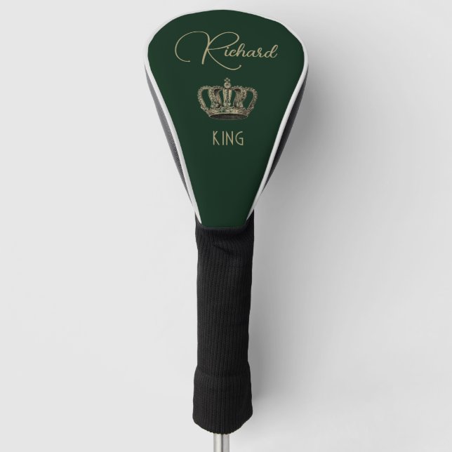 Personalized King Crown Green Golf Towel Head Cover (Front)