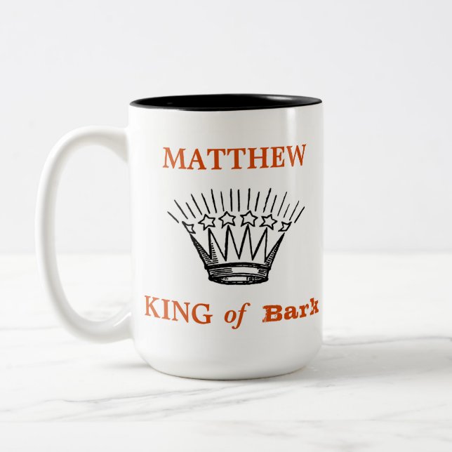 Personalized King of Bark Funny Two-Tone Coffee Mug (Left)