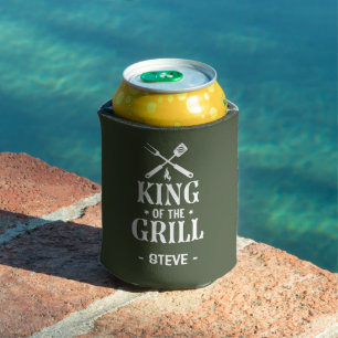 Personalized King of The Grill Can Cooler