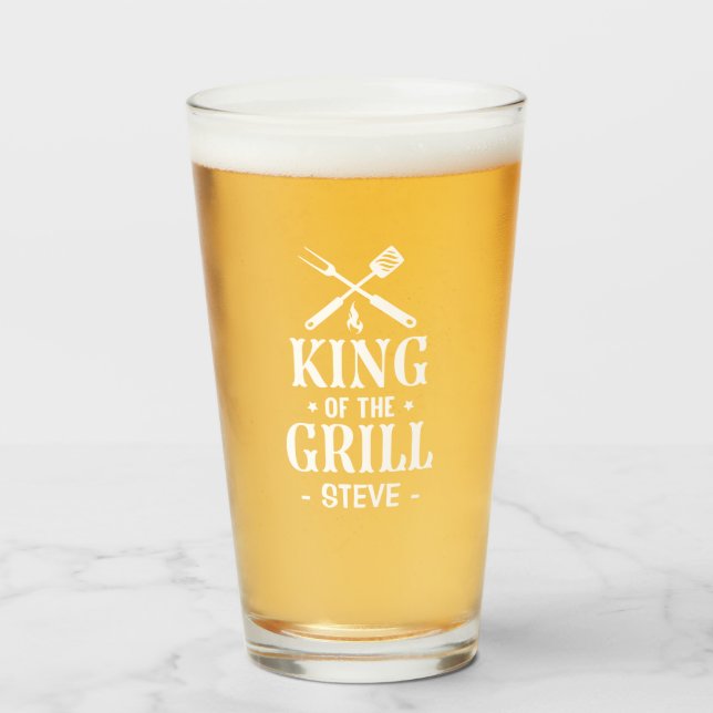 Personalized King of The Grill Glass (Front Filled)