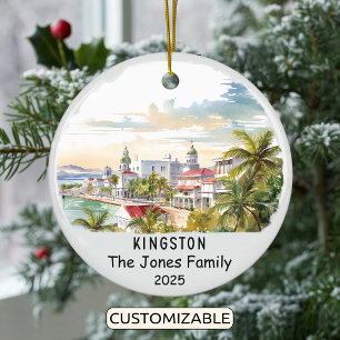 Personalized Kingston Ornament, Jamaica Ceramic Ornament