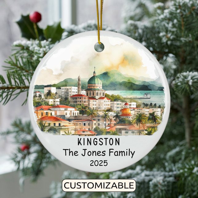 Personalized Kingston Ornament, Jamaica Ceramic Ornament (Creator Uploaded)