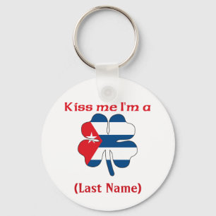 Personalized Kiss Me I'm Cuban, (Last Name) Keychain
