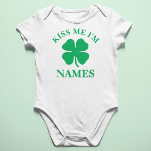 Personalized Kiss Me St. Patrick's Day Baby Bodysuit