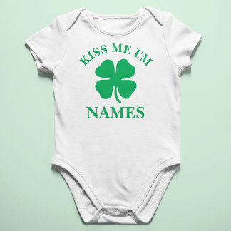 Personalized Kiss Me St. Patrick's Day Baby Bodysuit