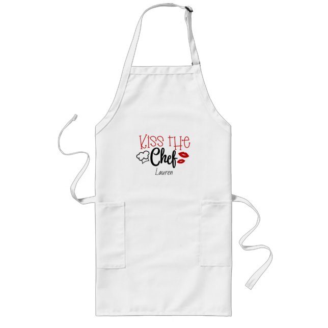 Personalized Kiss the Chef Long Apron (Front)