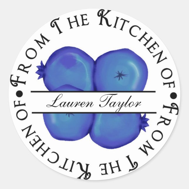 Personalized Kitchen Baking Stickers- Blueberries Classic Round Sticker (Front)