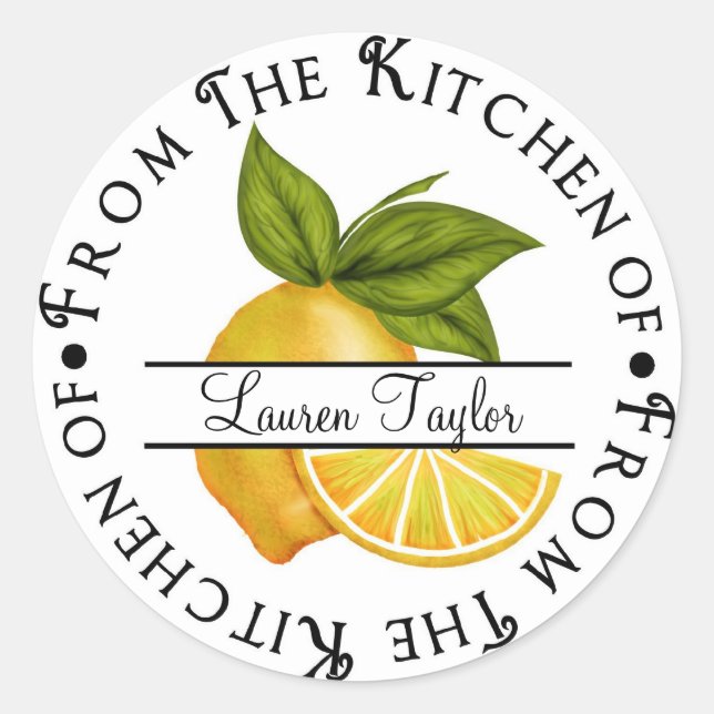 Personalized Kitchen Baking Stickers- Lemons Classic Round Sticker (Front)