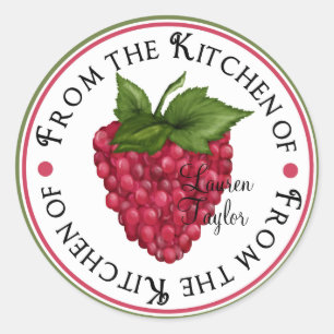 Personalized Kitchen Baking Stickers- raspberry Classic Round Sticker