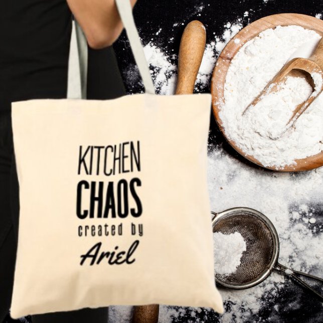 Personalized Kitchen Chaos Chef Cook Foodie Gift Tote Bag (Order yours today and let your kitchen personality shine!)