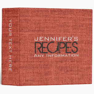 Personalized Kitchen Cooking Burlap Linen Binder