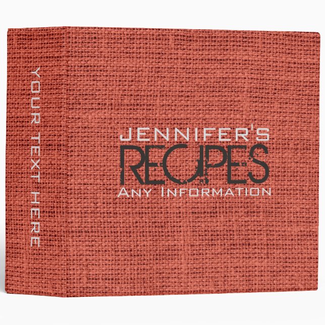Personalized Kitchen Cooking Burlap Linen Binder (Front/Spine)