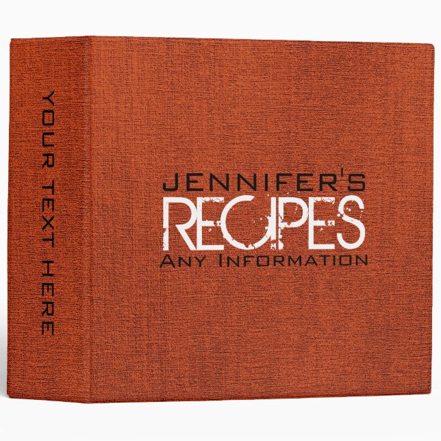 Personalized Kitchen Cooking Rustic Burlap Canvas Binder (Front/Spine)