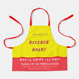 Personalized Kitchen Open + 3Comments Funny Apron