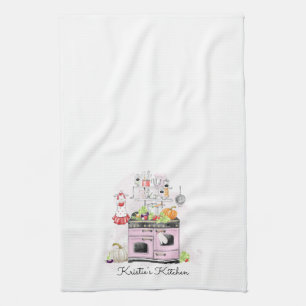 Personalized Kitchen Pink Stove Towel