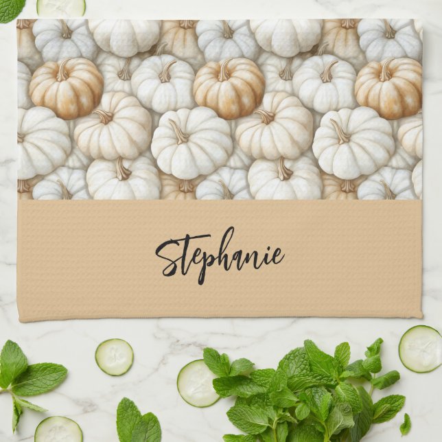 Personalized Kitchen Pumpkins Kitchen Towel (Folded)