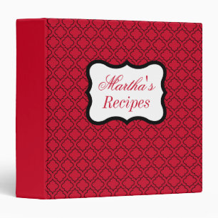 Personalized Kitchen Red Recipe Binder Gift